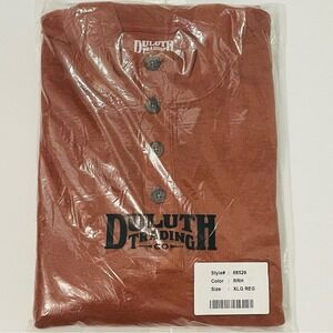 Duluth Trading Co Mens Rust Orange Waffle Knit Henley Shirt XL 68529 RRH